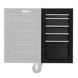 Proto® J551934-5BK-SC 550S Heavy Duty Side Cabinet, 34 in H x 19 in W x 25-1/4 in D