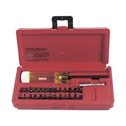 ProtoĀ® J61929 Magnetic Screwdriver Bit Set, Imperial, 28 Pieces, S2 Steel, Polished Chrome