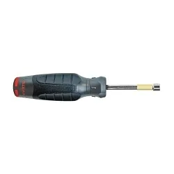 Proto® DuraTek™ JN0404RM Standard Nut Driver, 4 mm, Hollow/Round Shank, Black/Gray Quad-Lobe Ergonomic Grip Handle, Polished Chrome