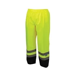 PyramexĀ® RRWP3110L RRWP31 Series Premium Rainwear Pant, Up to 44 in Waist, 30-1/4 in L Inseam, Black/Hi-Viz Lime, Polyester/Polyurethane