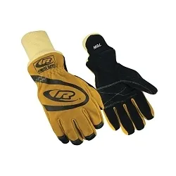 Ringers® 631-07 Fire/Rescue Heavy Duty Structural Gloves, 7, Cowhide Leather/Kevlar® Palm, Black, Keystone Thumb Style, Porelle®