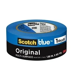 ScotchBlueâ„¢ 7100185121 2090 Original Tape, 6 yd L 1.88 in W, Acrylic Adhesive, Crepe Paper Backing