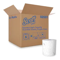 Scott® 02001 Essential™ High Capacity Hard Roll Towel, 7 in Dia, 1 Plys, Paper, White, 8 in W