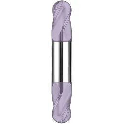 SGS® 39602 14B Ball Nose End Double End Fractional Stub Length End Mill, 1/32 in Dia Cutter, 1/16 in Length of Cut, 4 Flutes, 1/8 in Dia Shank, 1-1/2 in OAL, TiCN