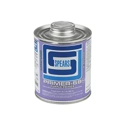 Spears® PRIM68P-030 Primer-68 Low VOC Primer, For Use With All Types, Classes and Schedules of PVC and CPVC Plastic Pipes and Fittings, Purple, 1 qt Container