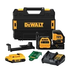 DeWALT® DCLE34020G Cordless Cross Line Laser Kit, 1/8 ft at 100 ft Accuracy, 20 V, Li-Ion Battery
