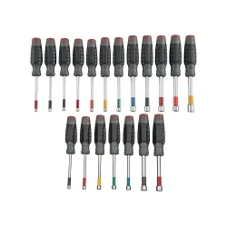 ProtoĀ® J12000S Heavy Duty Nut Driver Set, 3/16 to 1/2 in, 19 Pieces, Cushion Grip Handle, ASME/ANSI B107.12