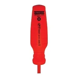 Proto® J90001-VDE Screwdriver, #1 Phillips® Point, Alloy Steel Shank, 8-7/16 in OAL, Plastic Handle, Black Oxide, ASTM F1505/F1506/IEC 60900/VDE Listed