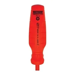 Proto® J90002-VDE Screwdriver, #2 Phillips® Point, Alloy Steel Shank, 9-7/16 in OAL, Plastic Handle, Black Oxide, ASTM F1505/F1507/IEC 60900/VDE Listed