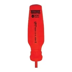Proto® J90003-VDE Screwdriver, 9/64 in Cabinet Point, Alloy Steel Shank, 8-7/16 in OAL, Plastic Handle, Black Oxide, ASTM F1505/F1507/IEC 60900/VDE Listed