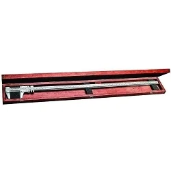 Starrett® 123Z-48 Master Vernier Caliper With Wood Case, 0 to 48 in Measuring, Graduations 0.001 in, 3 in D Jaw, Fine Tool Steel, Satin Chrome