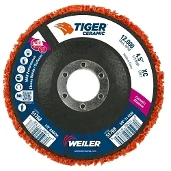Tiger® 51768 Strip Disc, 4.5 in Dia Disc, Extra Coarse Grade, Ceramic Abrasive, Type 27 Attachment