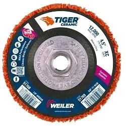 Tiger® 51769 Strip Disc, 4.5 in Dia Disc, Extra Coarse Grade, Ceramic Abrasive, Type 27 Attachment