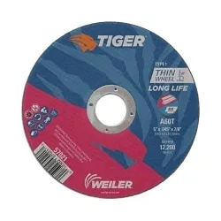 Tiger® 57021 Performance Cut-Off Wheel, 5 in Dia x 0.045 in THK, 7/8 in Center Hole, 60 Grit, Aluminum Oxide Abrasive
