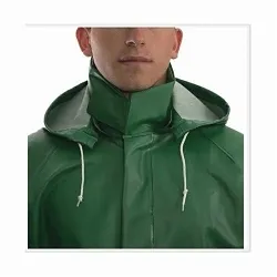 Tingley Safetyflex® H41108.LG Detachable Flame-Resistant Hood, L, Green, 48 in L, PVC on 150D Polyester, 13 oz/sq-yd Fabric, Draw Cord/Snap Socket Closure