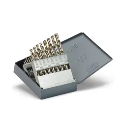 Titan USA MS99020 MS21P Jobber Length Drill Set, 21 Pieces, HSS, Uncoated