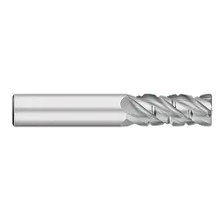 Titan USA TC29724 Center Cutting Corner Radius Regular Flute Rougher/Finisher Single End End Mill, 3/8 in Dia Cutter, 7/8 in Length of Cut, 4 Flutes, 3/8 in Dia Shank, 2-1/2 in OAL, Uncoated