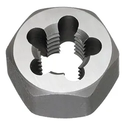 Titan USA TE80529 795 Hex Rethreading Die, 1/4-20 UNC Thread, 1/4 in THK, 19/32 in OD Die, Carbon Steel