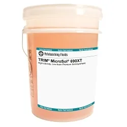 TRIM® MS690XT-5G MicroSol® 690XT High Lubricity Semi-Synthetic Microemulsion Coolant, 5 gal Pail, Mild Amine, Liquid, Amber (Concentrate)/White Microemulsion (Working Solution)