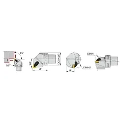 Tungaloy America 6706210 C-ACLNR/L Double Clamp Heads, Right Hand Cutting, Insert Compatibility: CNMG432, 74 mm OAL