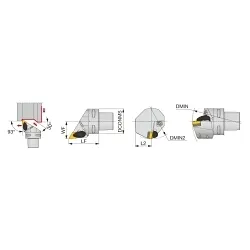 Tungaloy America 6706225 C-ADJNR/L Double Clamp Heads, Right Hand Cutting, Insert Compatibility: DNMG150408, 74 mm OAL