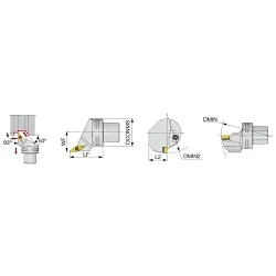 Tungaloy America 6706238 C-SVJCR/L Heads, Right Hand Cutting, Insert Compatibility: VCMT332, 74 mm OAL