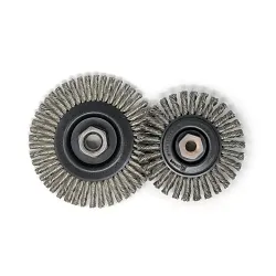 United Abrasives-SAIT 03445 Wheel Brush, 4 in Dia Brush, 1/2 in W Face, 0.02 in Dia Stringer Bead Knot Filament/Wire, 5/8-11 Arbor Hole