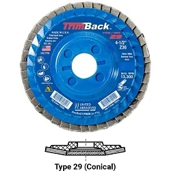 United Abrasives-SAIT 70802 Type 29 Flap Disc, 4-1/2 in Dia Disc, 60 Grit, Zirconium Abrasive, Type 29 Disc