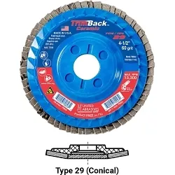 United Abrasives-SAIT 70821 Type 29 Flap Disc, 4-1/2 in Dia Disc, 36 Grit, Ceramic Abrasive
