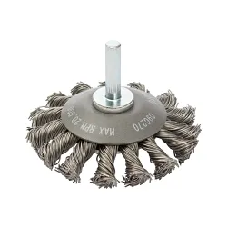 ALLSTEEL™ 09C270 Mounted Saucer Cup Brush, 3 in Dia Brush, 0.02 in Dia Filament/Wire, Knot Twist