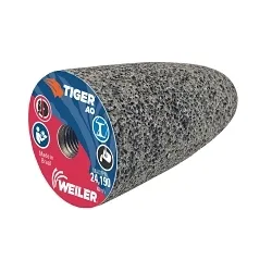 Tiger® AO 68302 Long Life Portable Grinding Cone, 1-1/2 in Dia Max, 2-1/2 in THK Head, 24 Grit, R Grade, Aluminum Oxide Abrasive