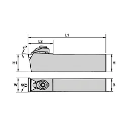 WIDIA 2007414 KS Series Integral Toolholder, Neutral Cutting, Insert Compatibility: TP..1603../TP..32.., 20 mm H x 13 mm W Shank, 150 mm OAL
