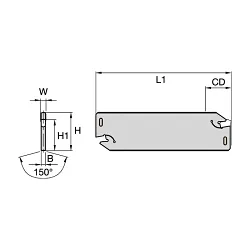 WIDIA 2008116 ProGrooveâ„¢ Cut-Off Blade, Steel, 150 mm L x 3.1 mm W x 32 mm H, 50 mm Max Depth of Cut