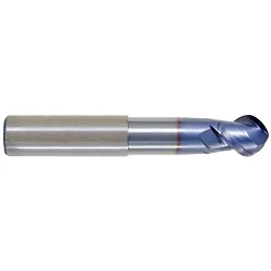 YG-1 37573TC E5974 ALU-POWER Ball Nose Regular Length End Mill With Neck, 1/4 in Dia Cutter, 7/32 in Length of Cut, 2 Flutes, 1/4 in Dia Shank, 2-1/4 in OAL, TiCN