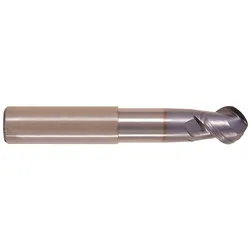 YG-1 37595TC E5974 ALU-POWER Ball Nose Center Cut Imperial Stub Length End Mill With Neck, 5/8 in Dia Cutter, 9/16 in Length of Cut, 2 Flutes, 5/8 in Dia Shank, 3-1/2 in OAL, TiCN