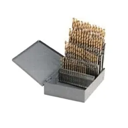 YG-1 D1GP182SET Jobber Length Drill Set, 1/16 in Min Drill Bit, 1/2 in Max Drill Bit, 135 deg Drill Point Angle, 29 Pieces, HSS, TiN